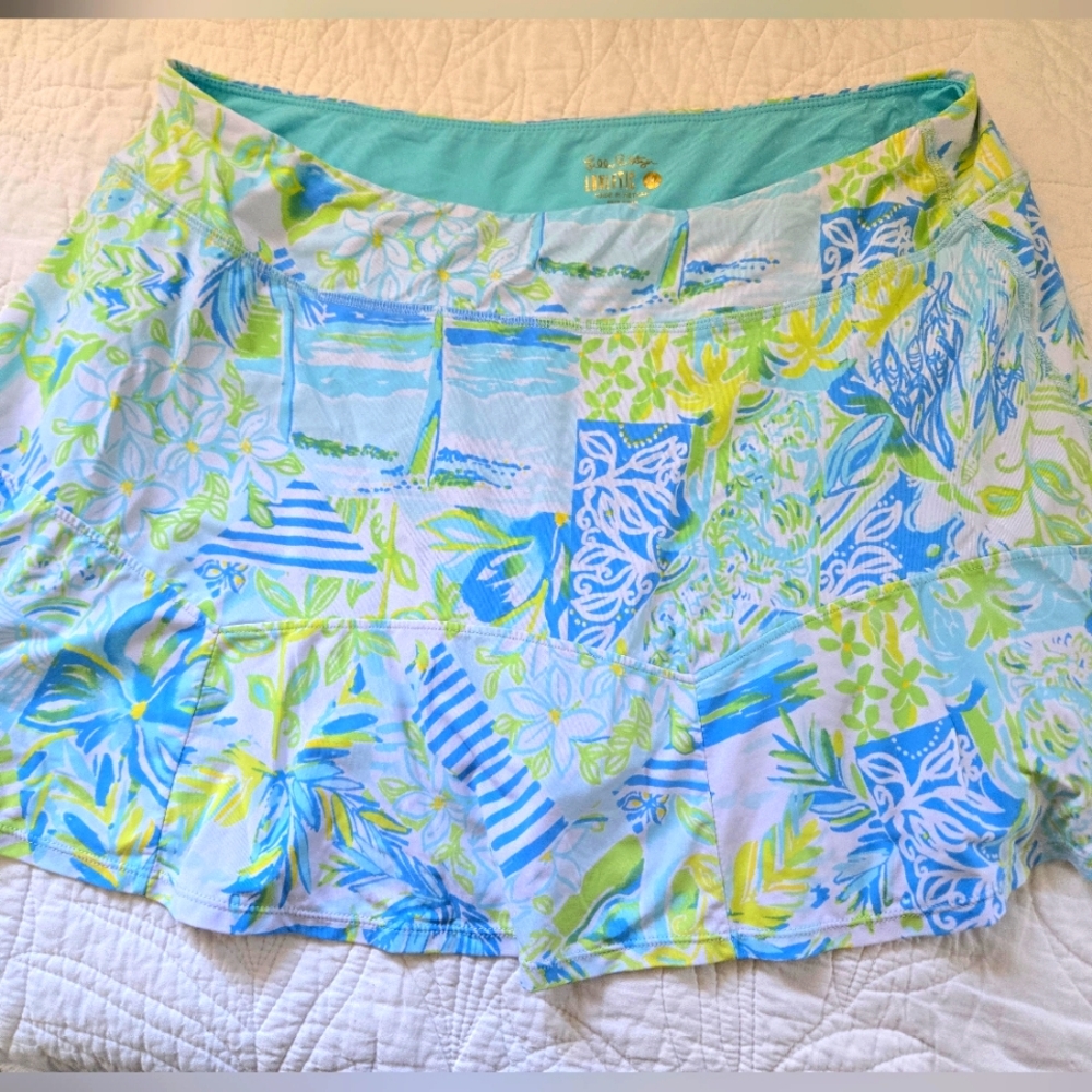 Lilly Pulitzer Blue, Aqua & Lime Floral Skort